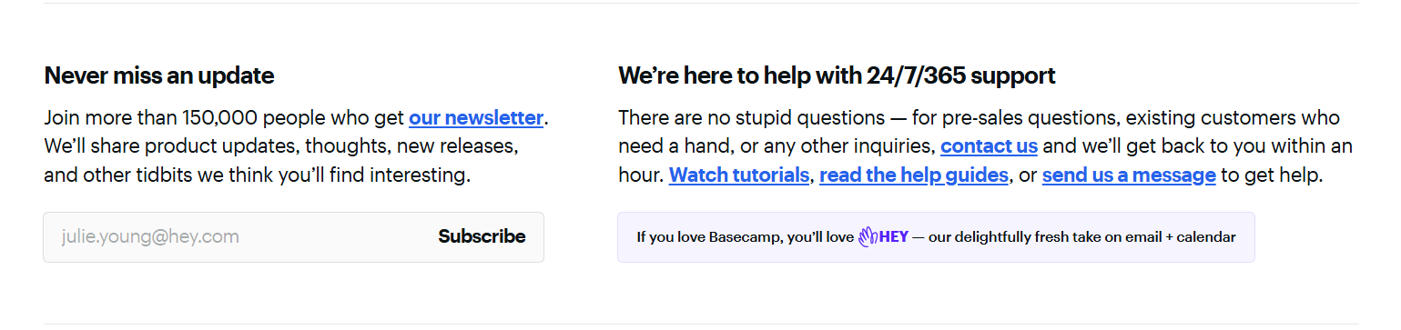 Newsletter Signup @Basecamp