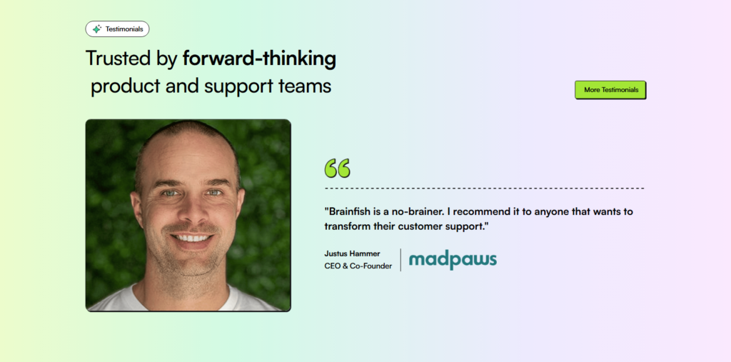 Testimonials Section @Brainfish