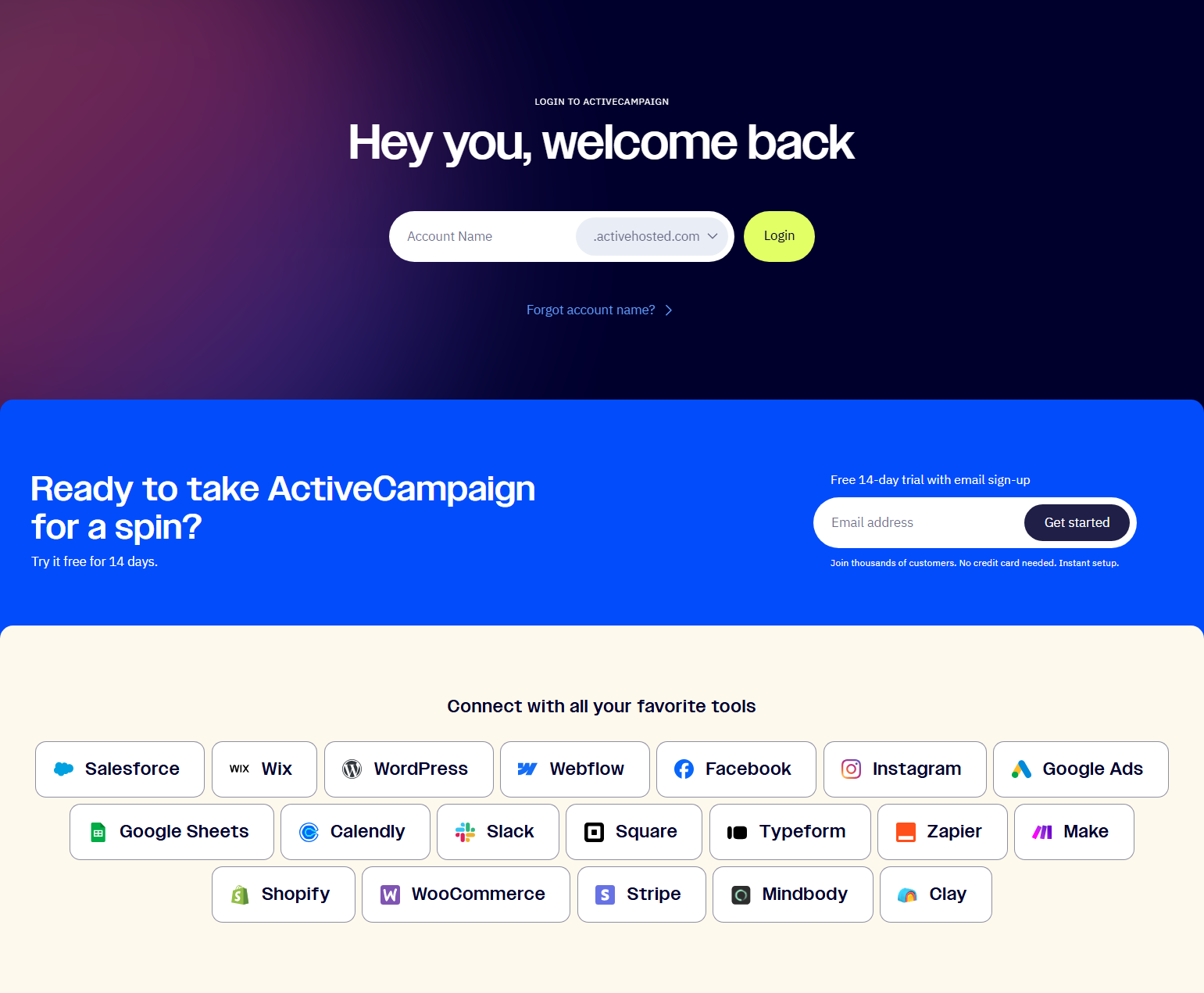 Login @ActiveCampaign