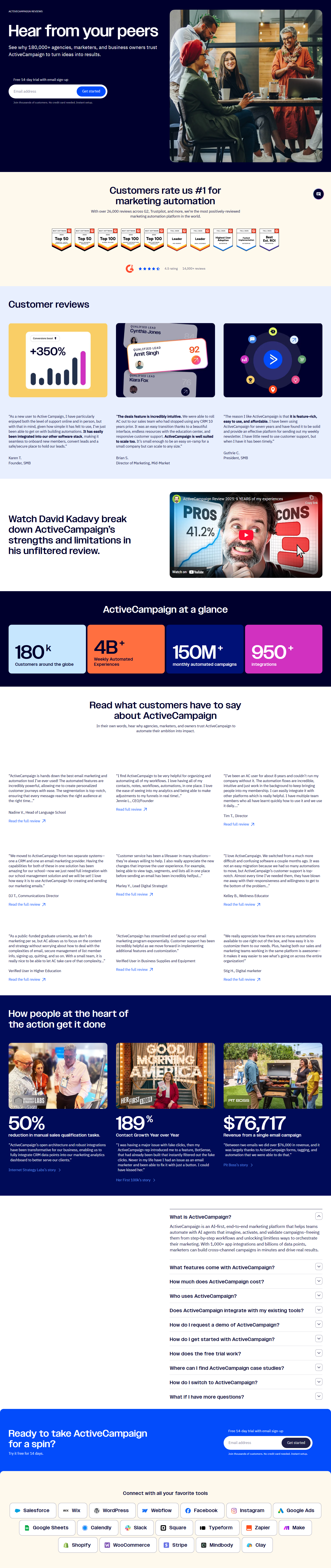 Testimonials Section @ActiveCampaign