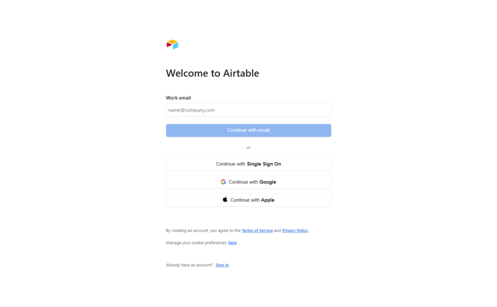 Signup @Airtable