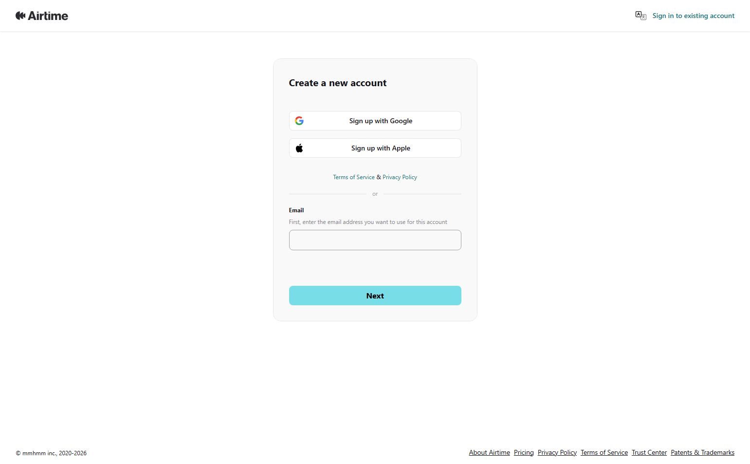 Signup @Airtime