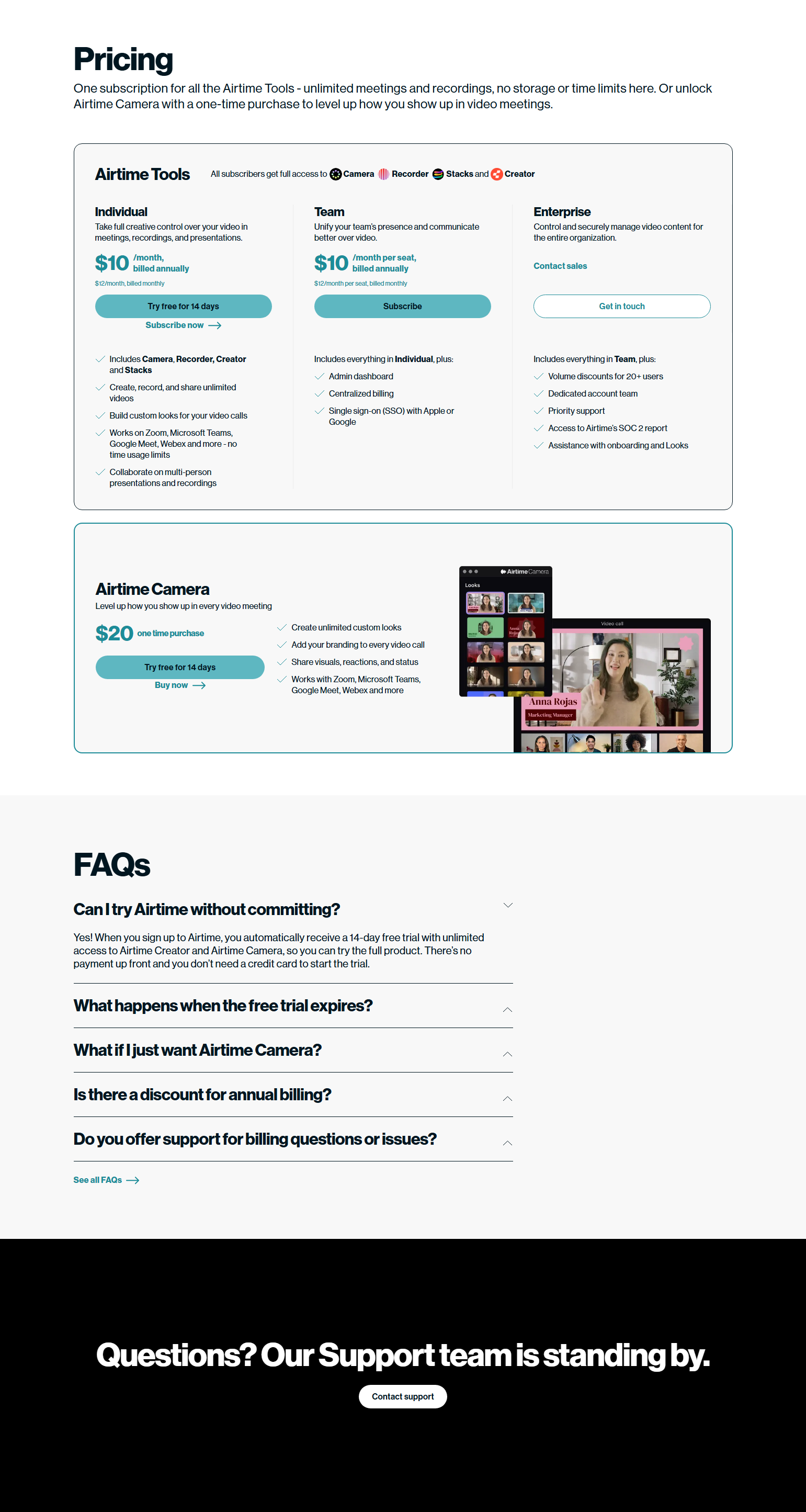 Pricing Page @Airtime