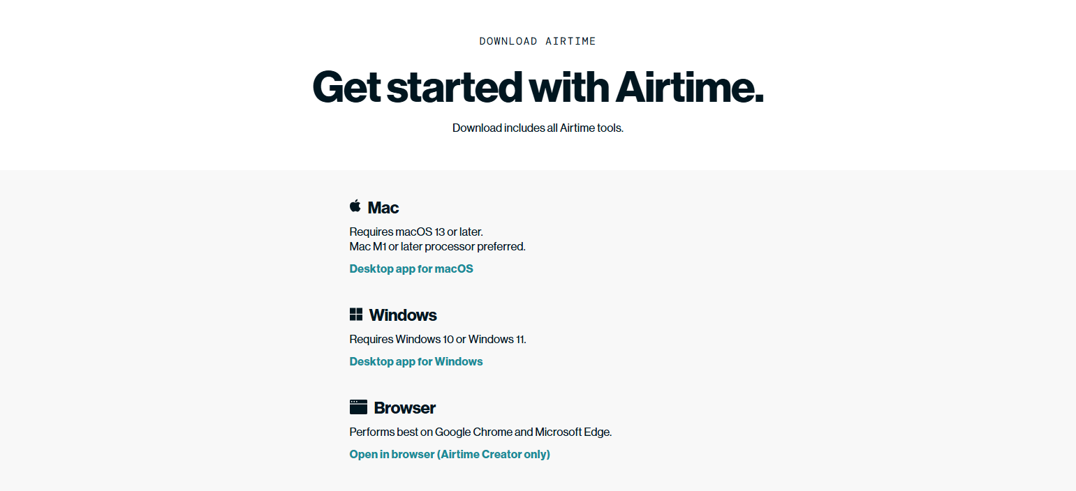 Download Page @Airtime