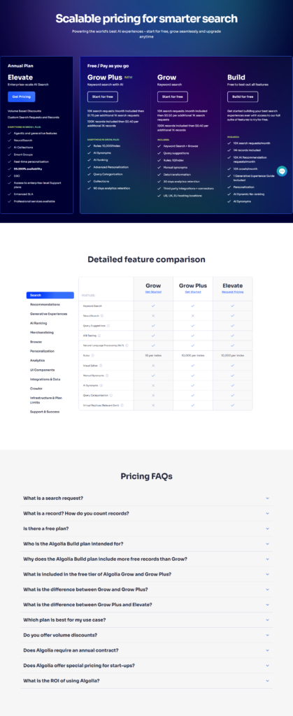 Pricing Page @Algolia