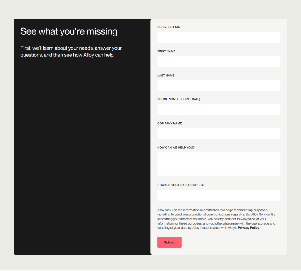 Contact Sales @Alloy