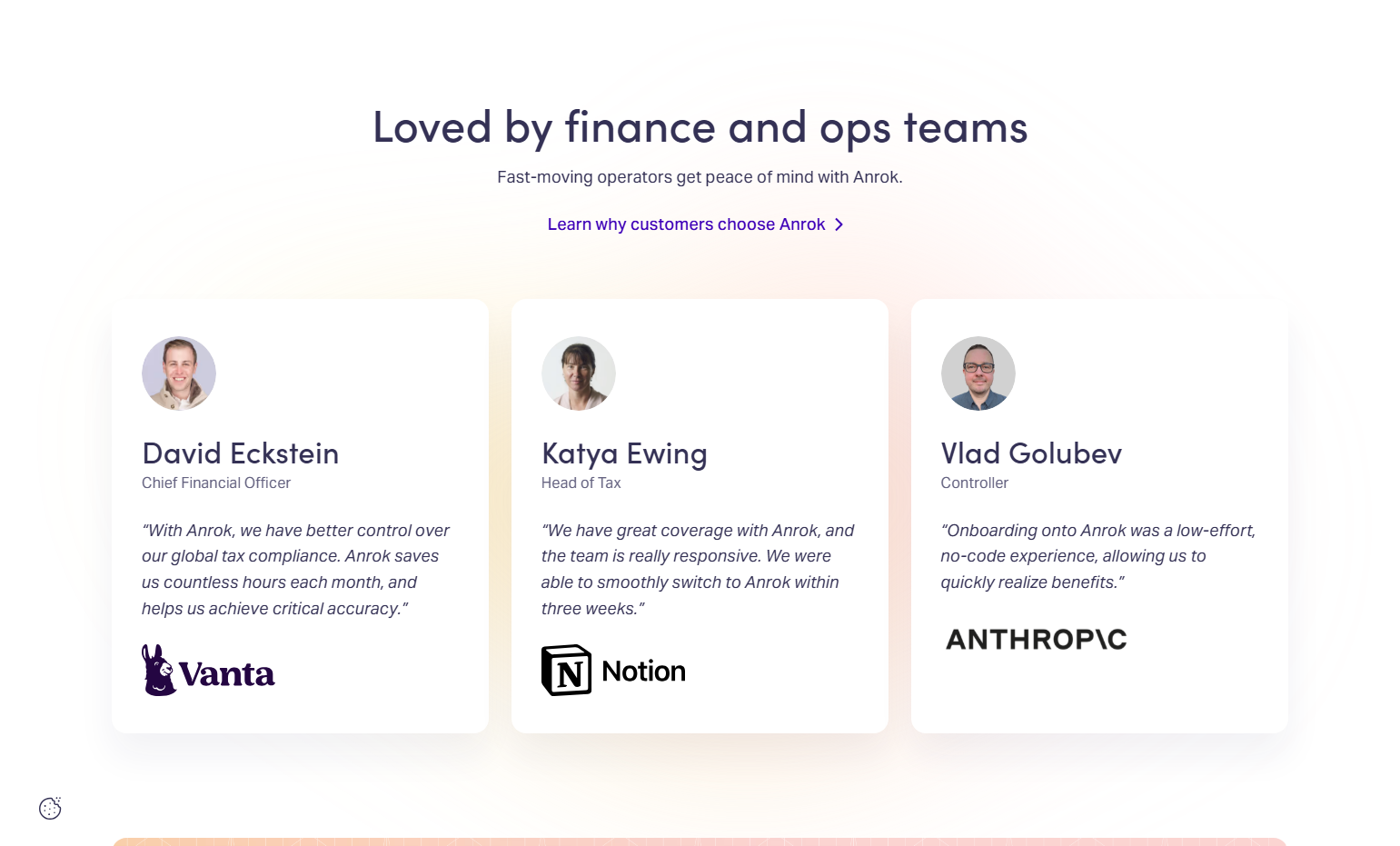 Testimonials Section @Anrok