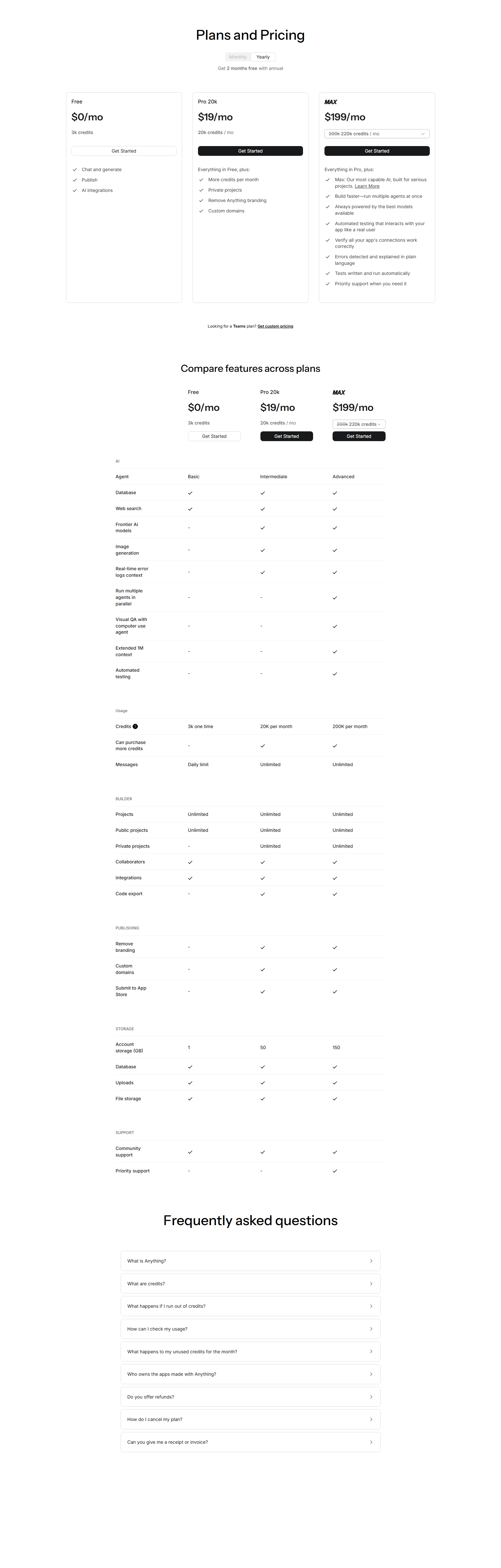 Pricing Page @Anything