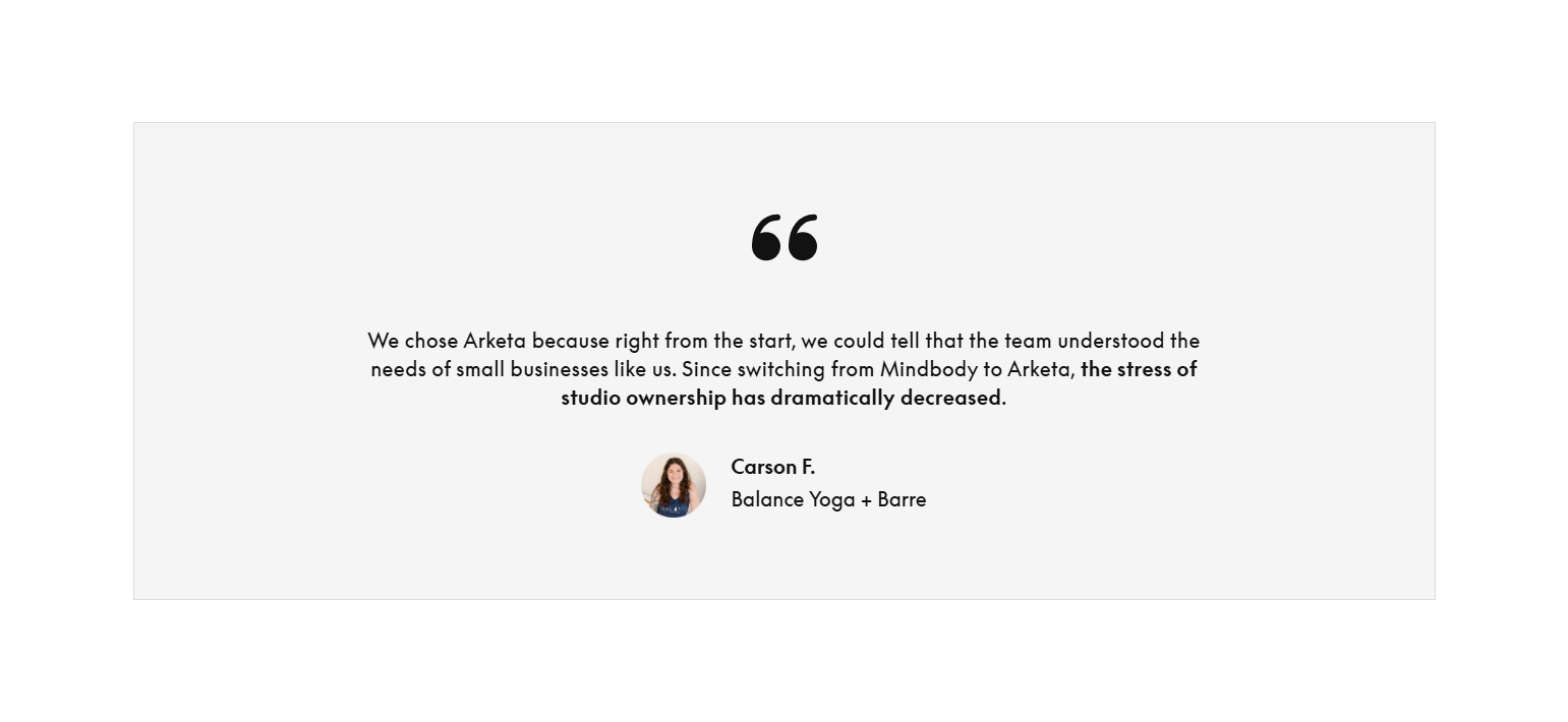 Testimonials Section @Arketa