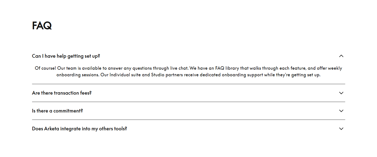 FAQ @Arketa