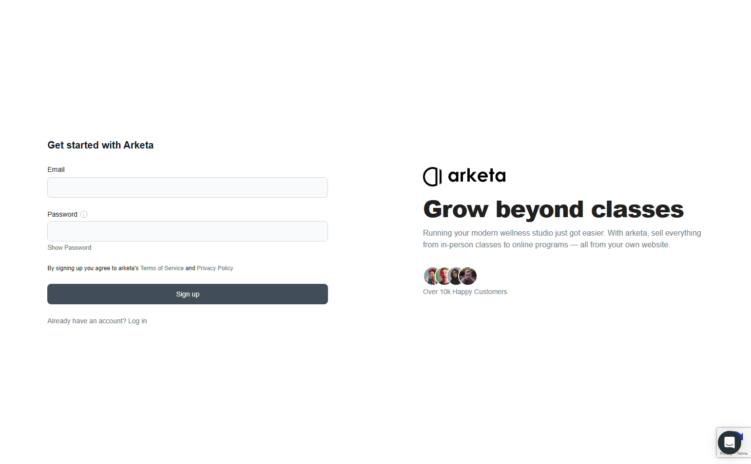 Signup @Arketa