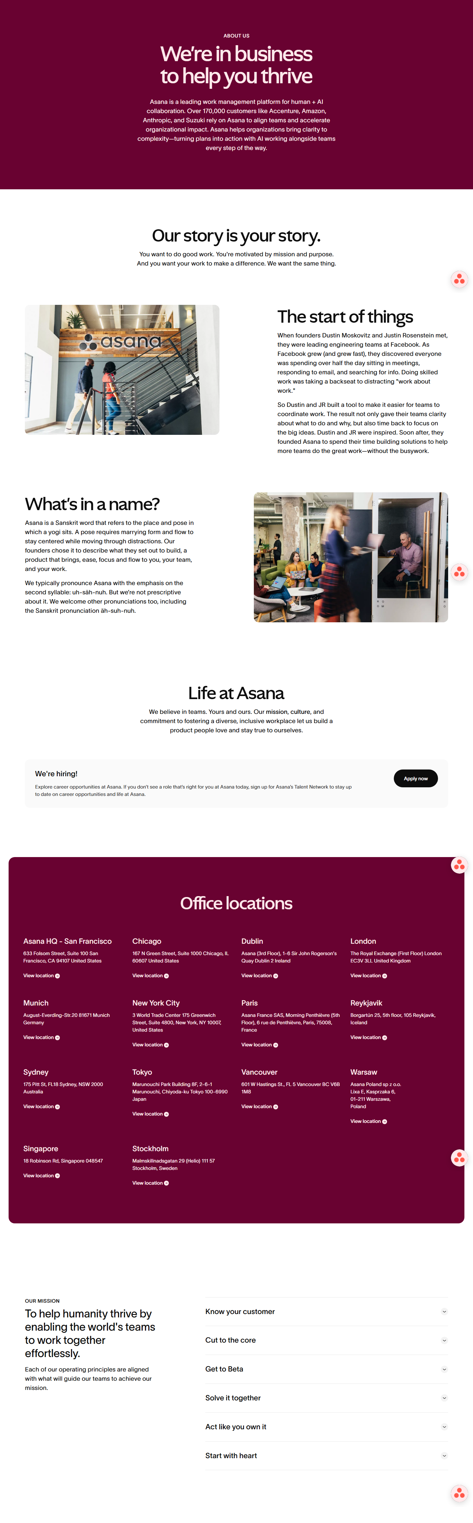 About Us @Asana