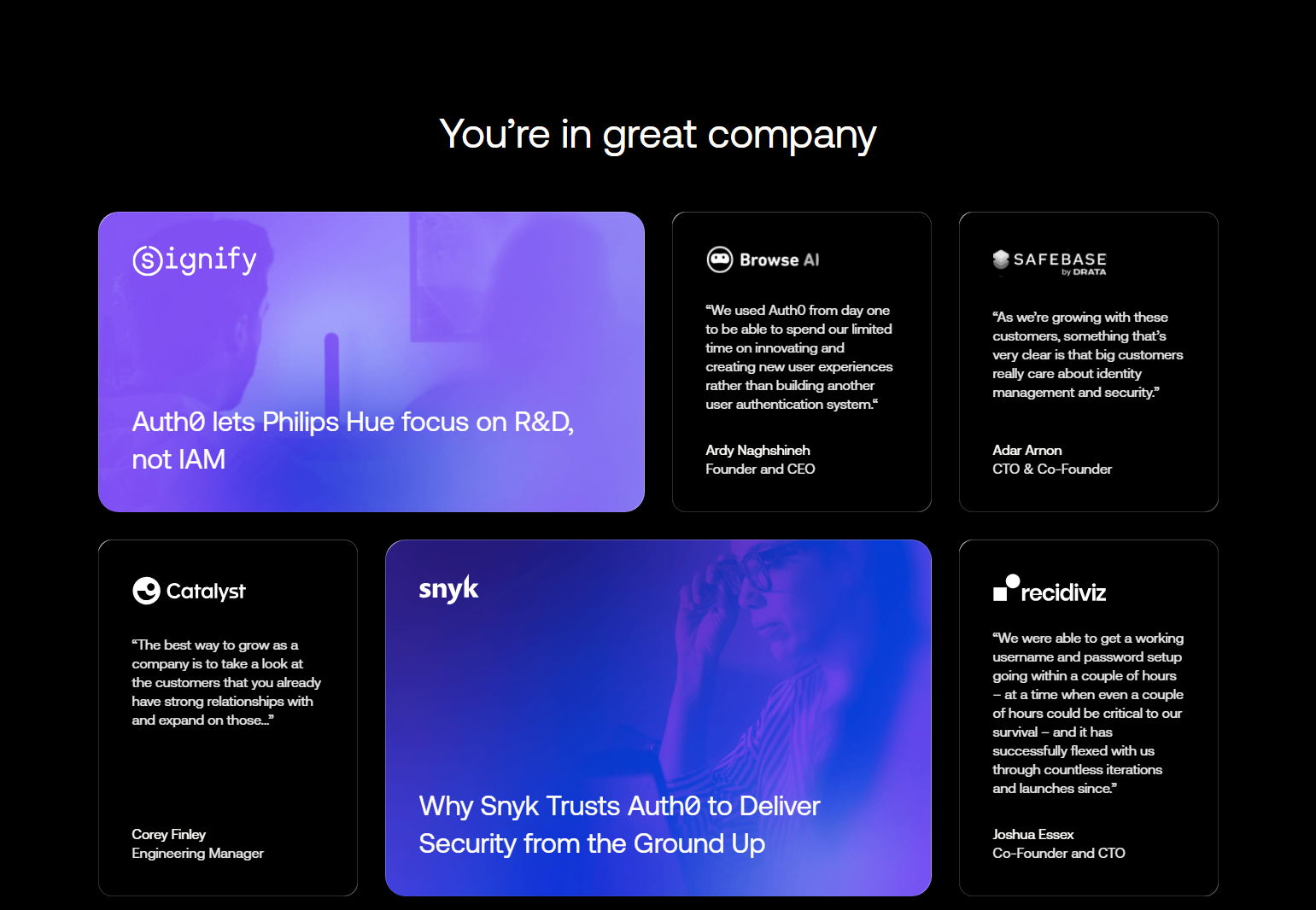 Testimonials Section @Auth0