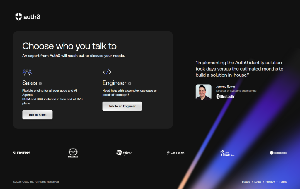 Contact Sales @Auth0