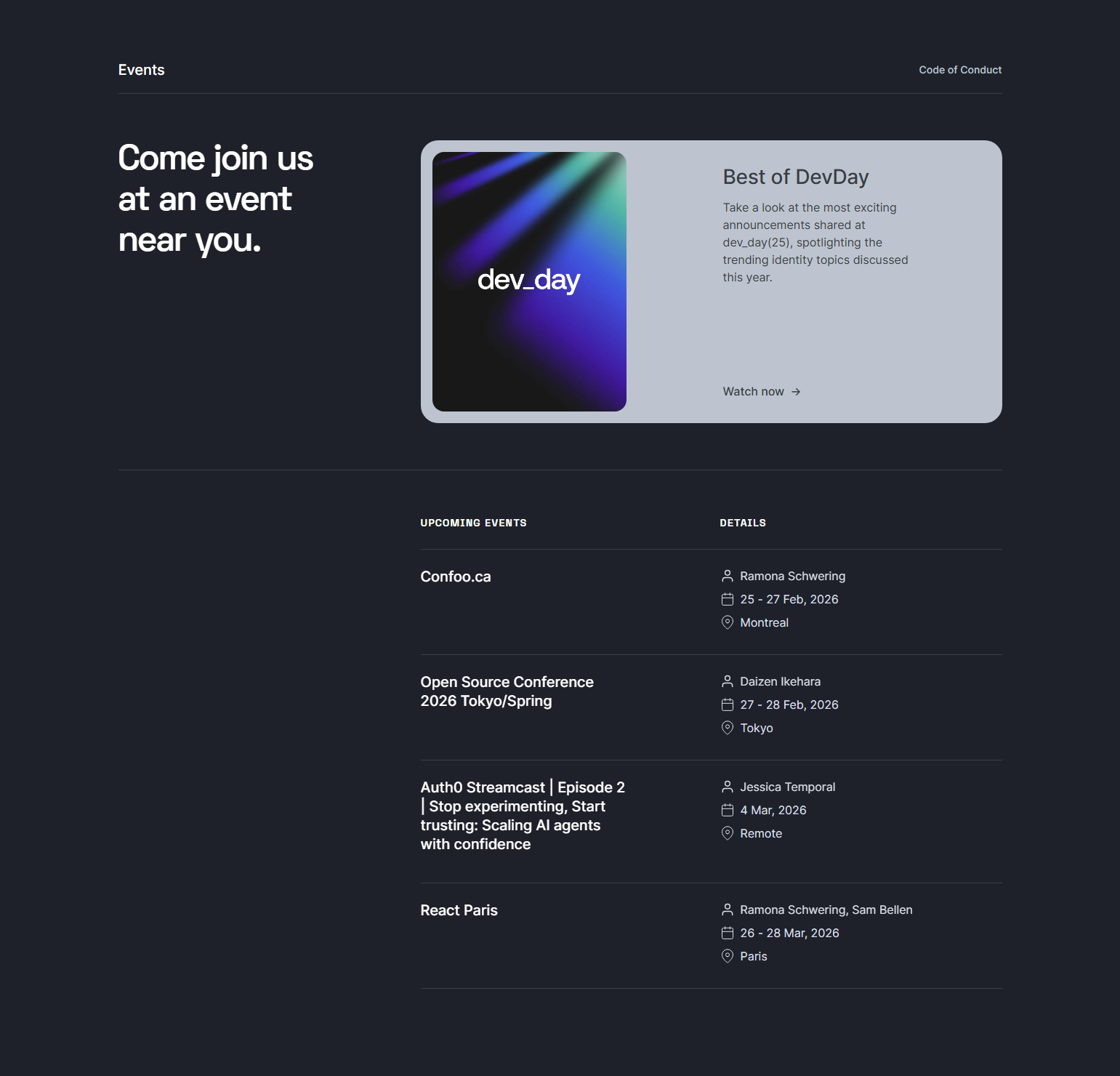 Events / Webinars @Auth0