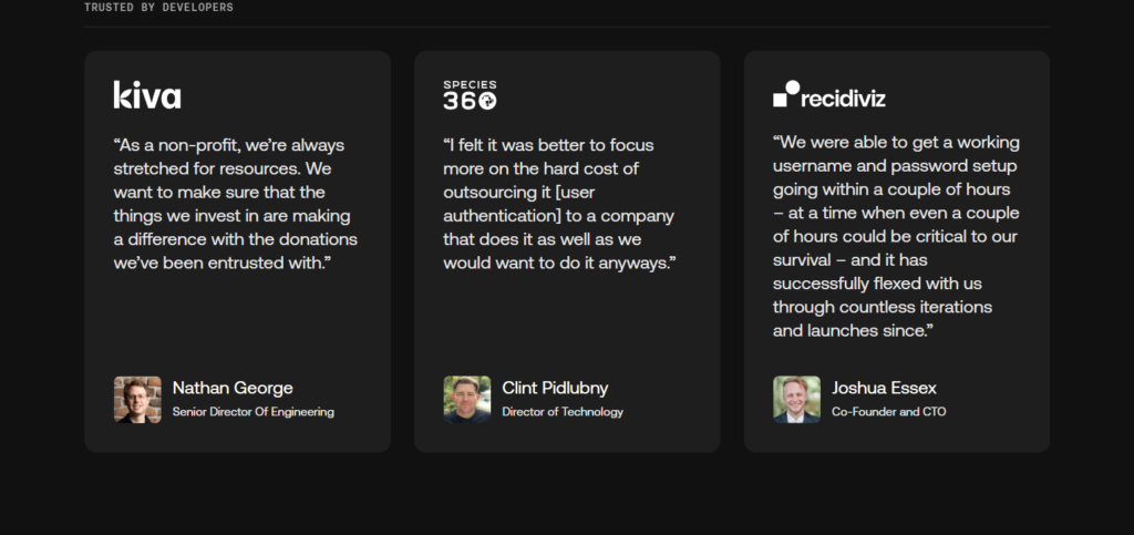 Testimonials Section @Auth0