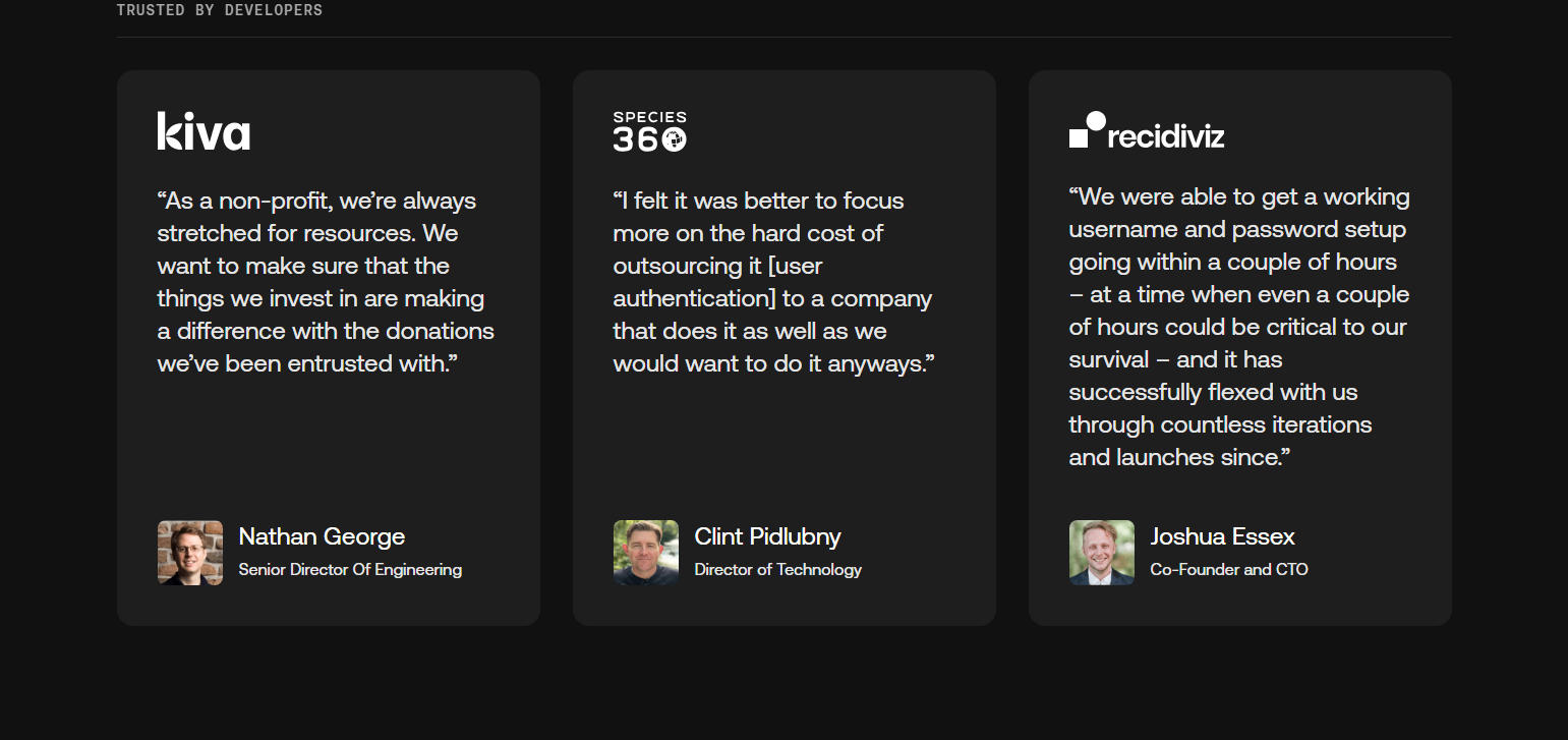 Testimonials Section @Auth0
