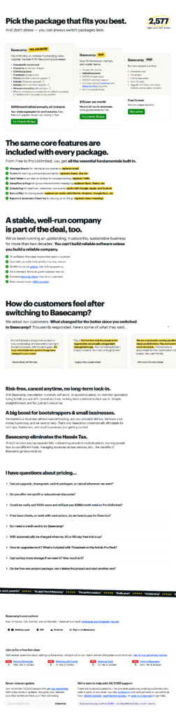 Pricing Page @Basecamp