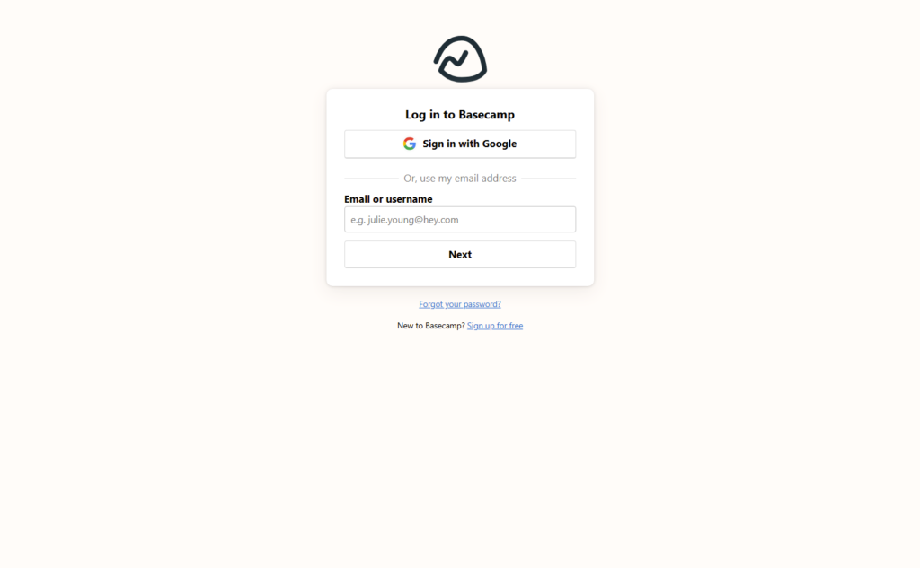 Login @Basecamp