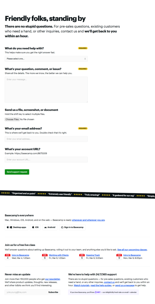 Contact Sales @Basecamp