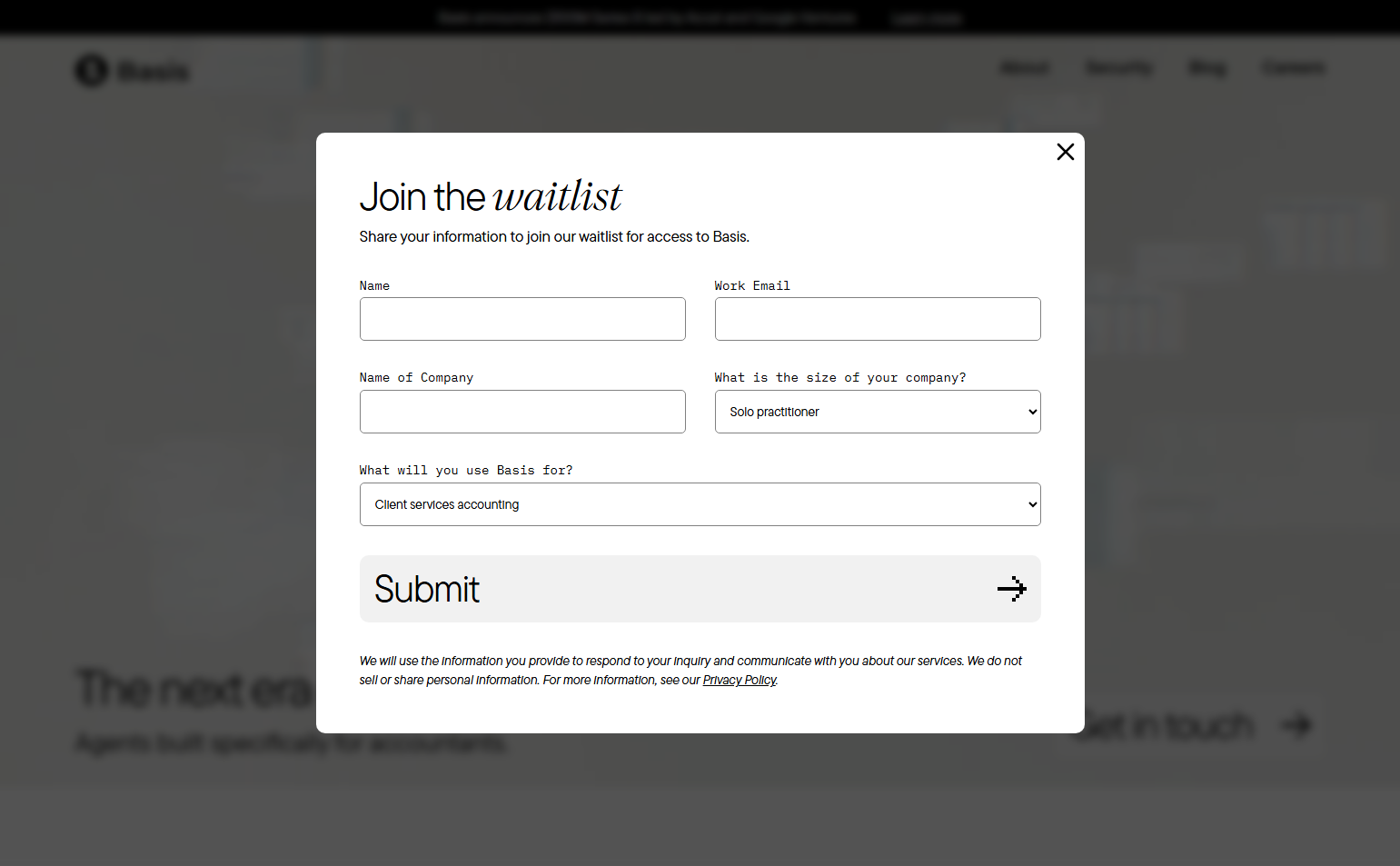 Contact Sales @Basis