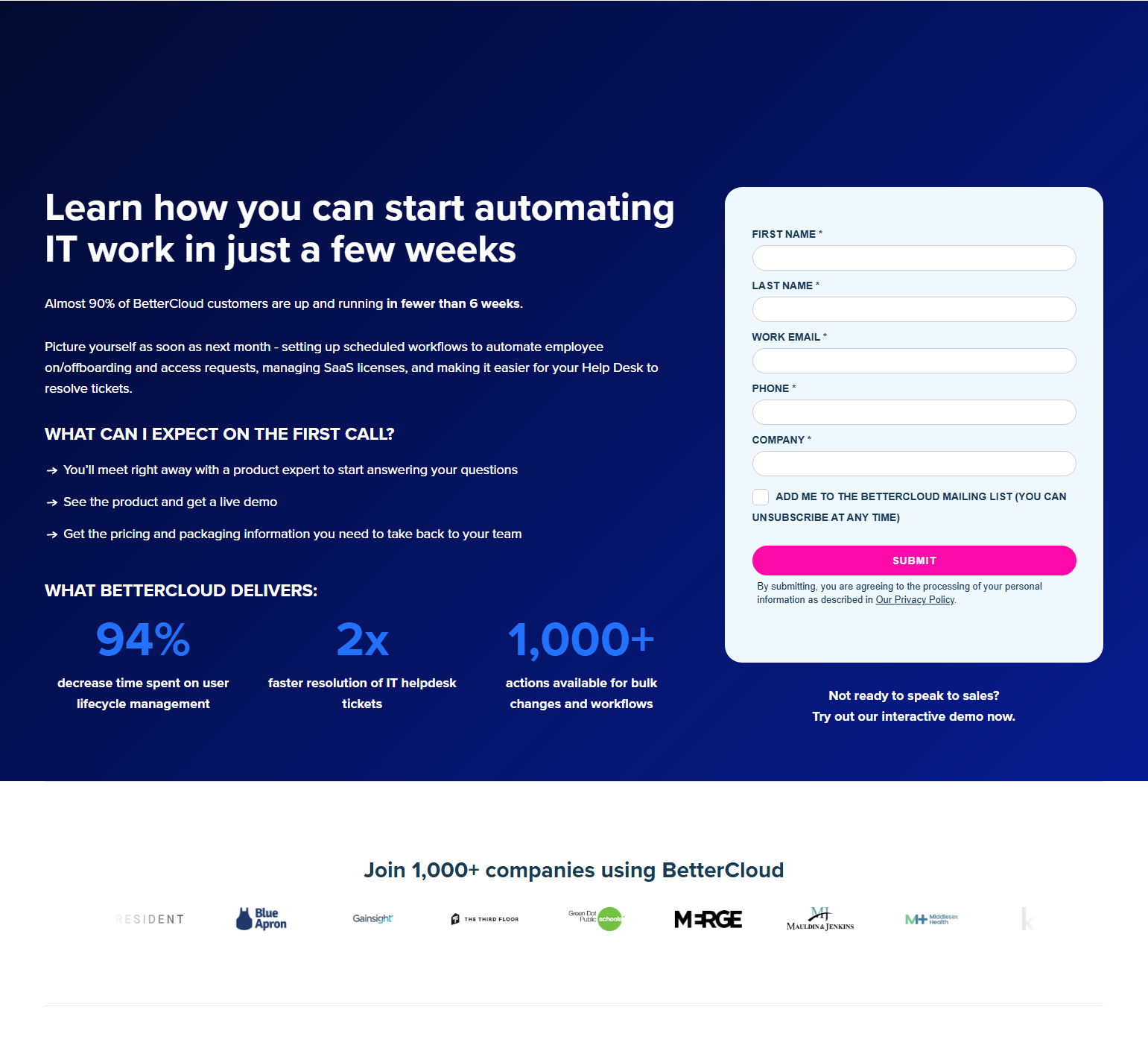 Contact Sales @BetterCloud