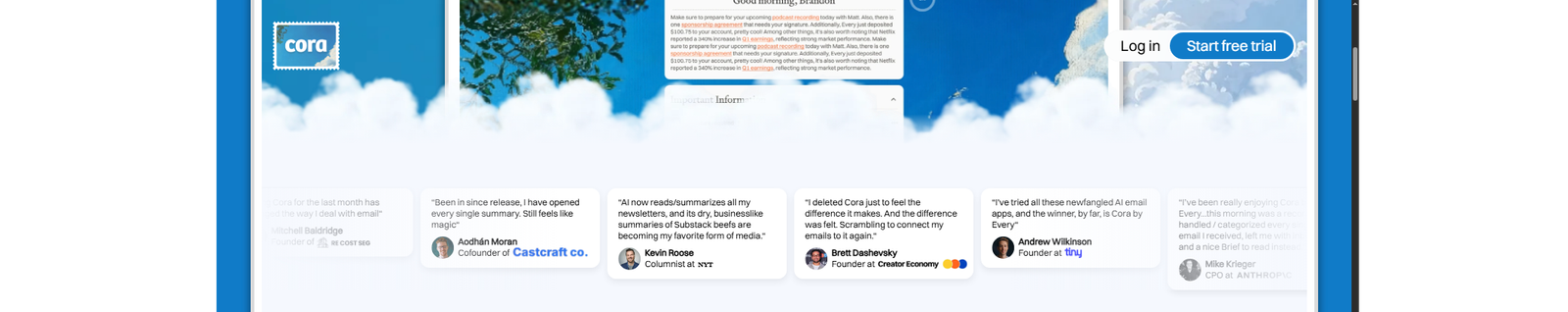 Testimonials Section @Cora