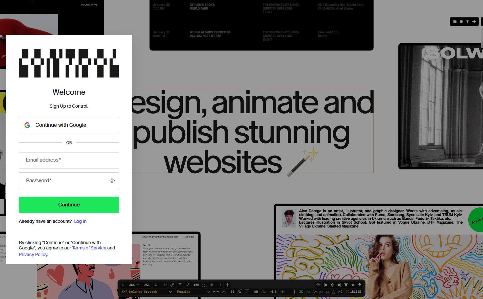 Signup @Control (cntrl.site)