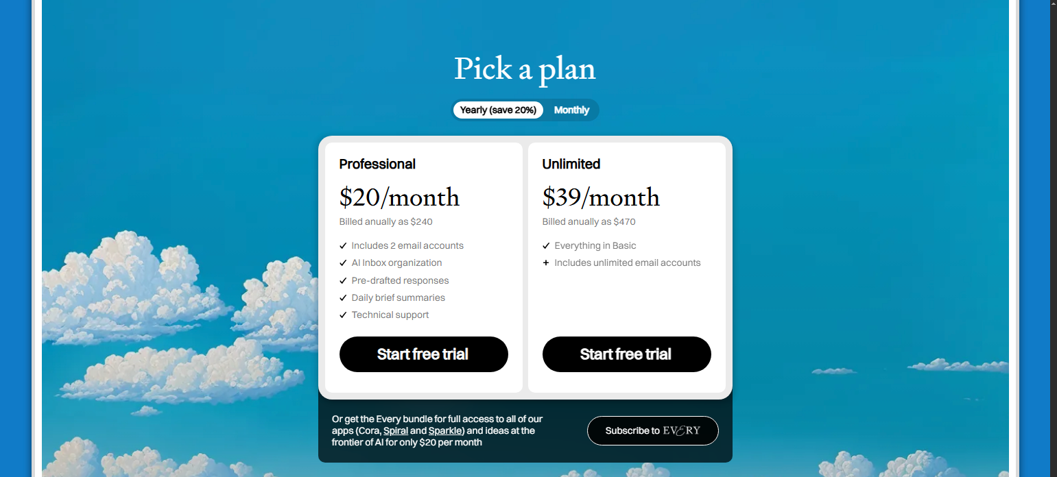 Pricing Page @Cora