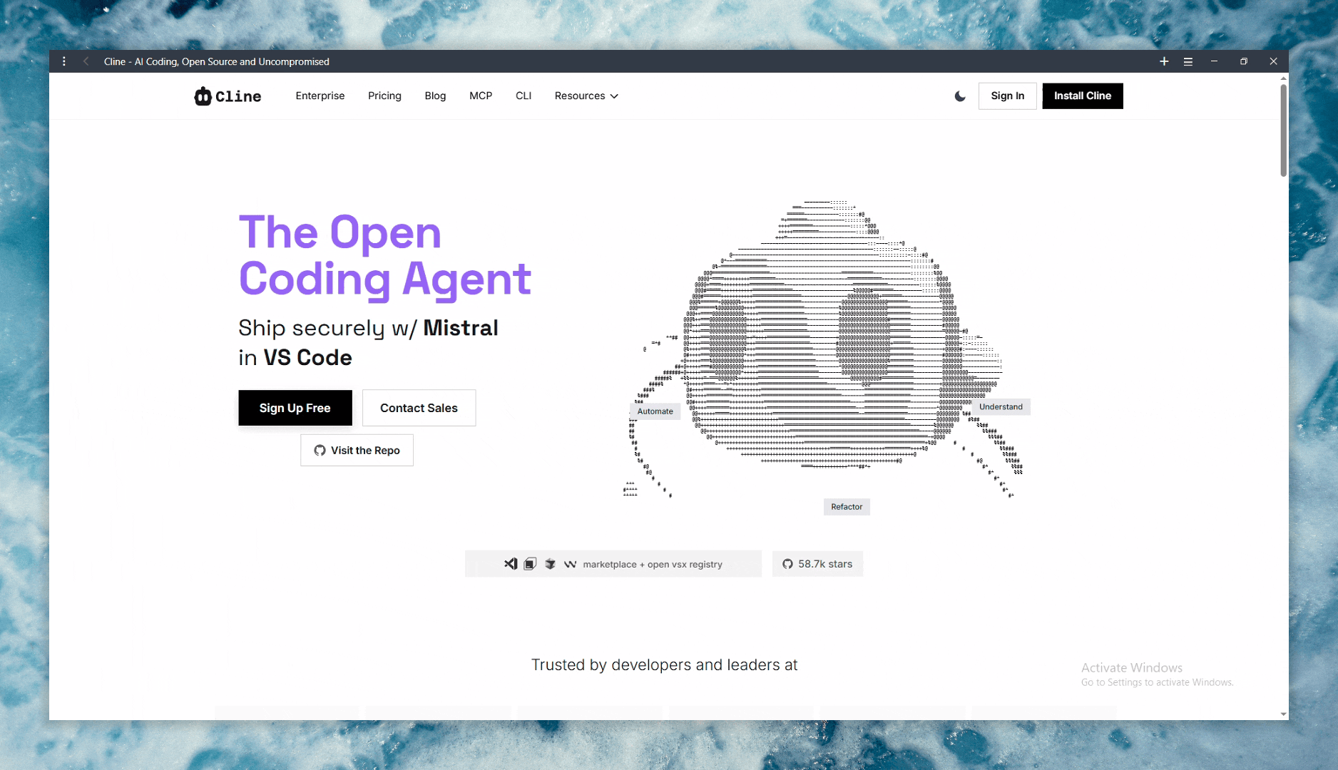 Idle Animation on Hero Section @Cline