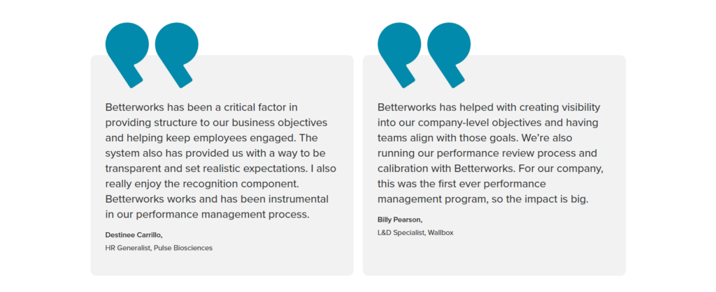 Testimonials Section @Betterworks