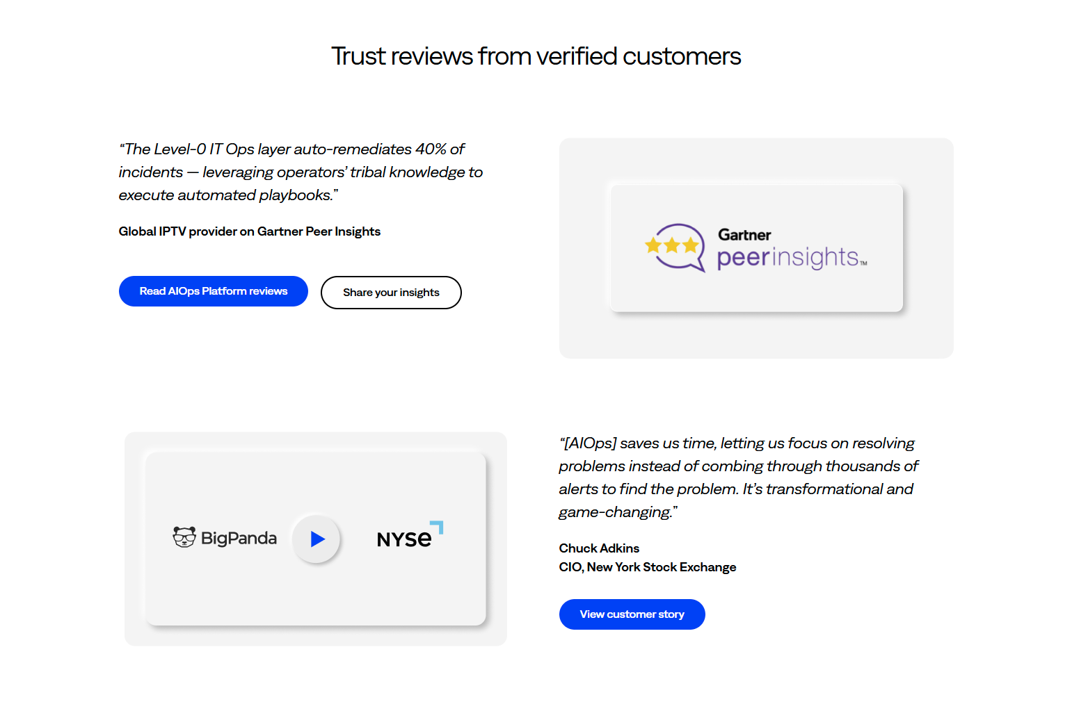 Testimonials Section @BigPanda