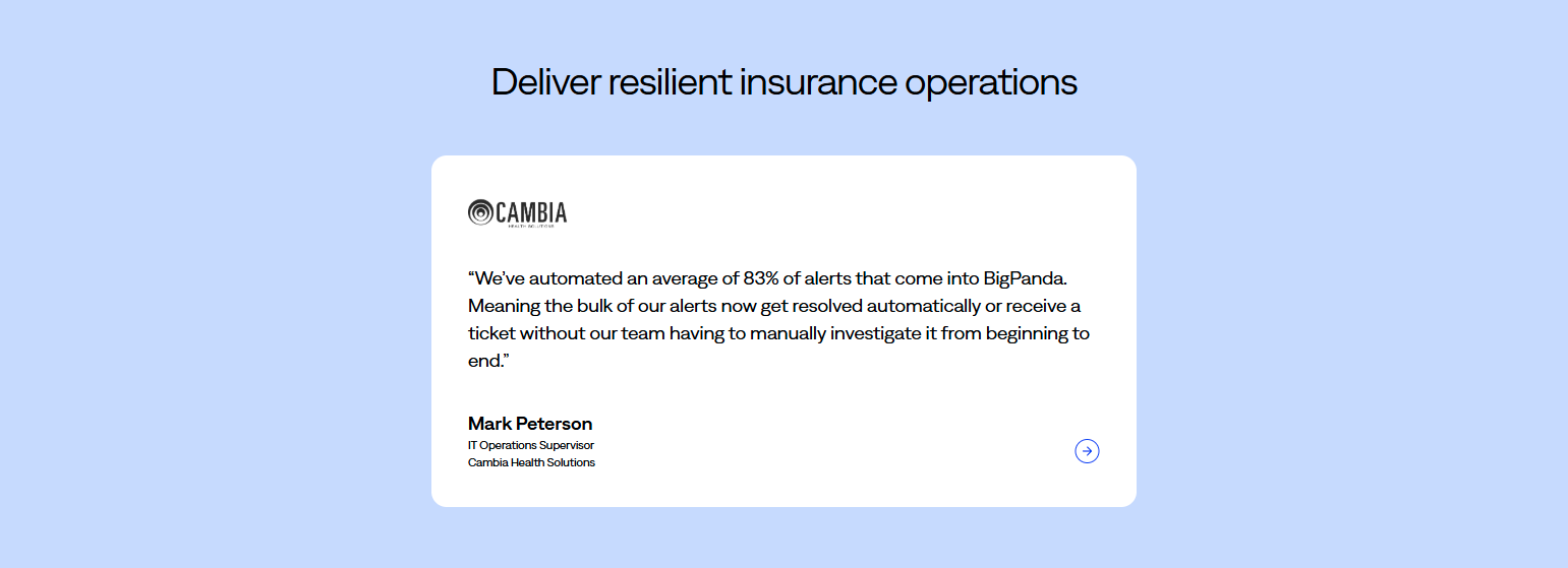 Testimonials Section @BigPanda