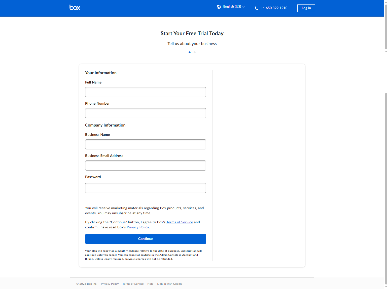 Signup @Box