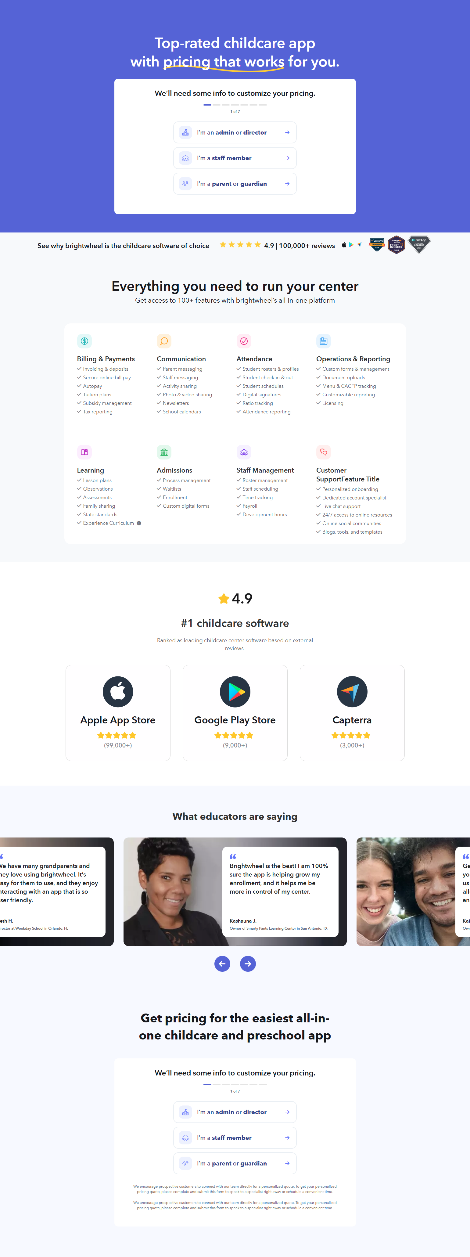 Pricing Page @Brightwheel