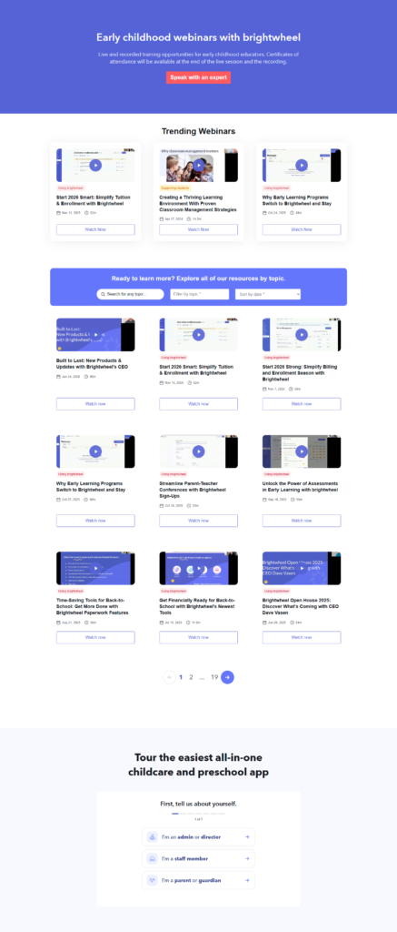 Events / Webinars @Brightwheel