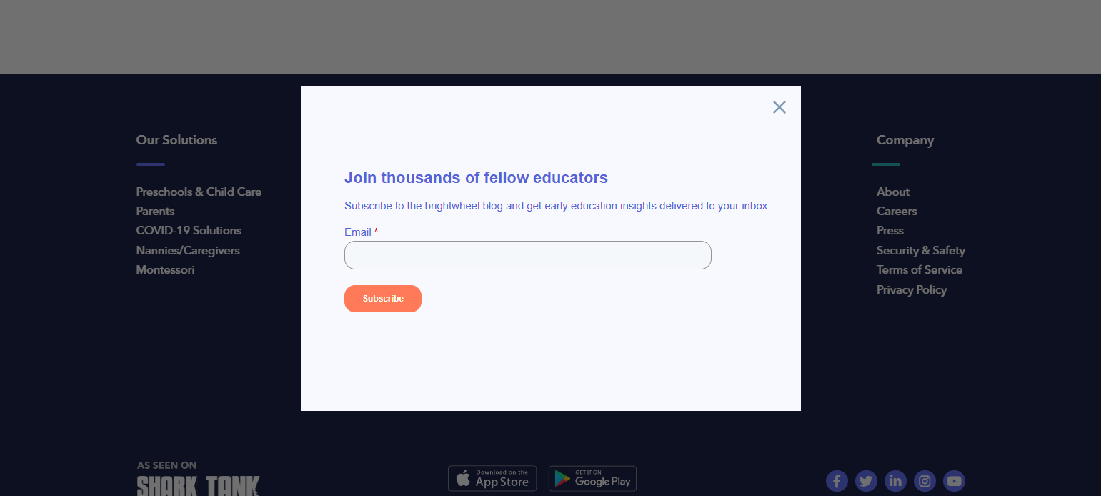 Newsletter Signup @Brightwheel