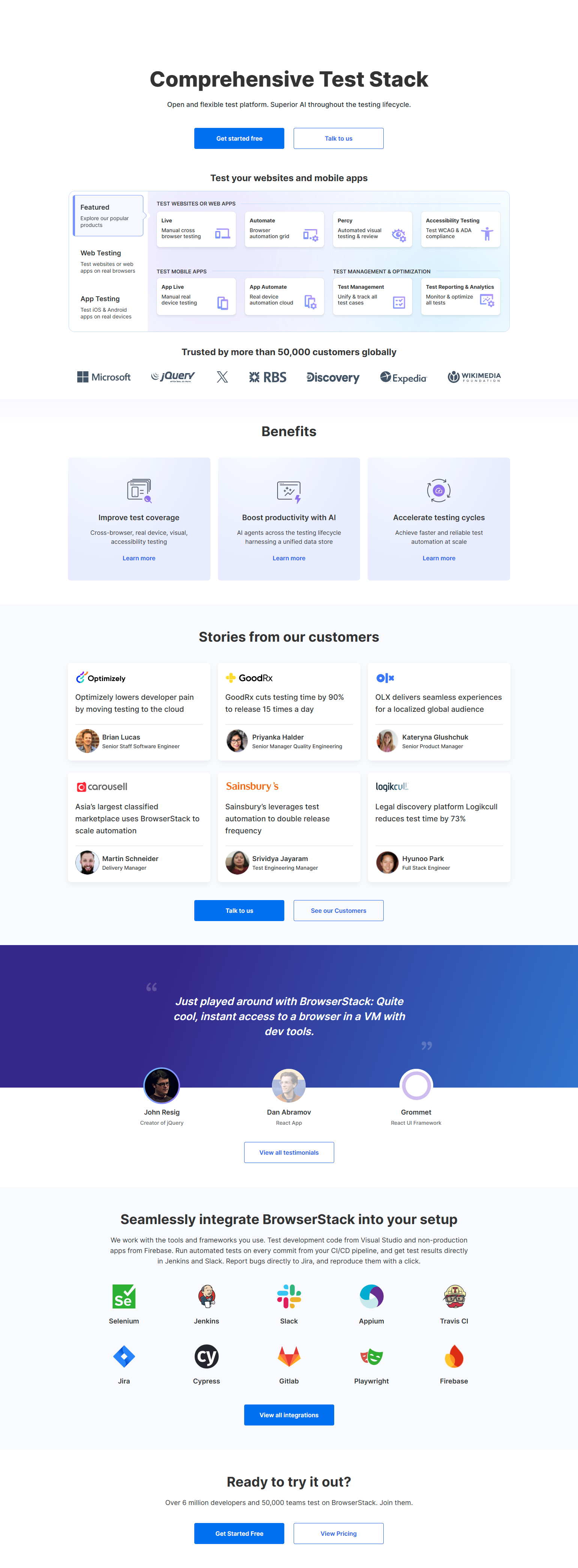 Landing Page @BrowserStack