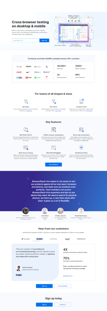 Product Page @BrowserStack