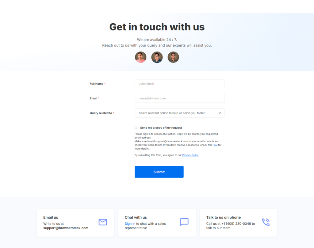 Contact Sales @BrowserStack