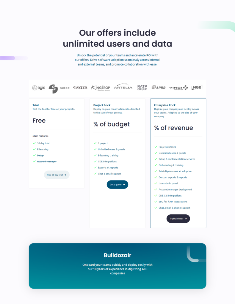 Pricing Page @BulldozAIR