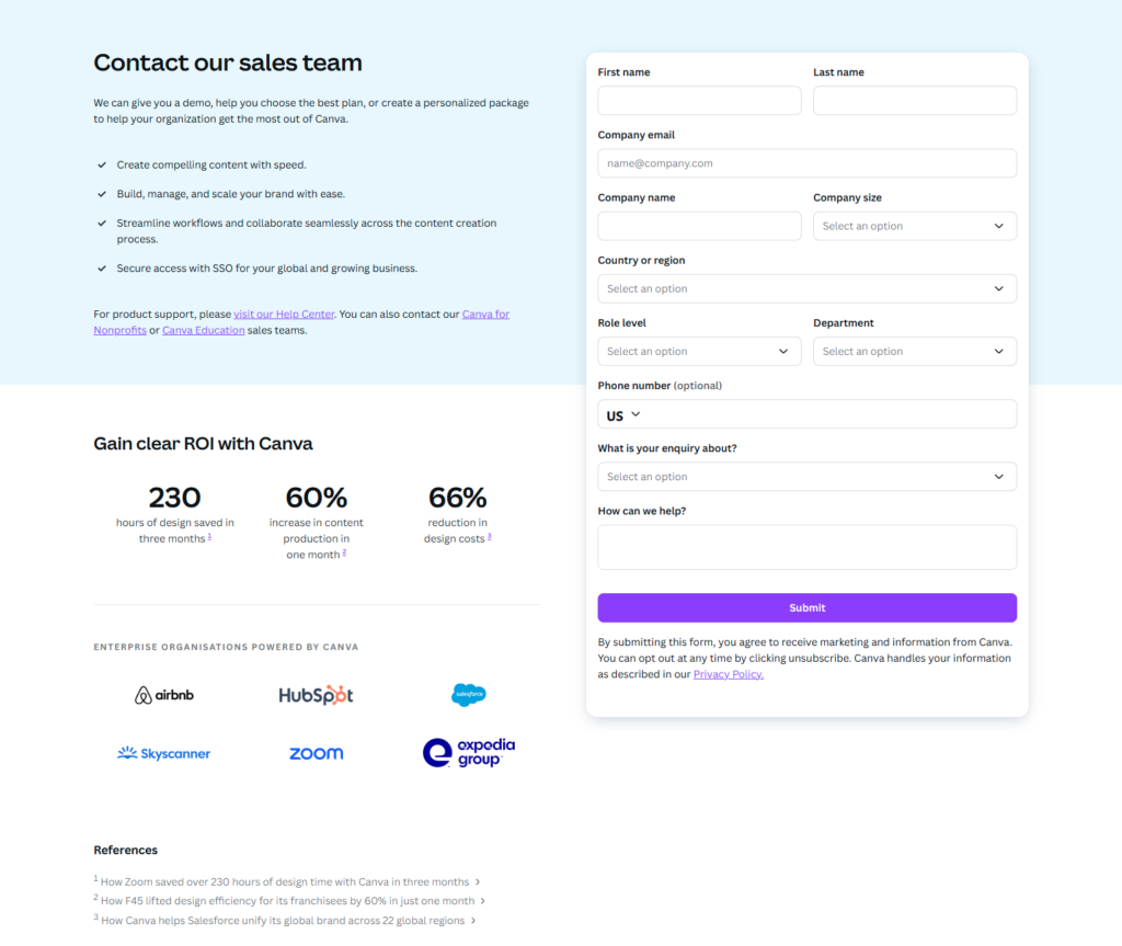 Contact Sales @Canva