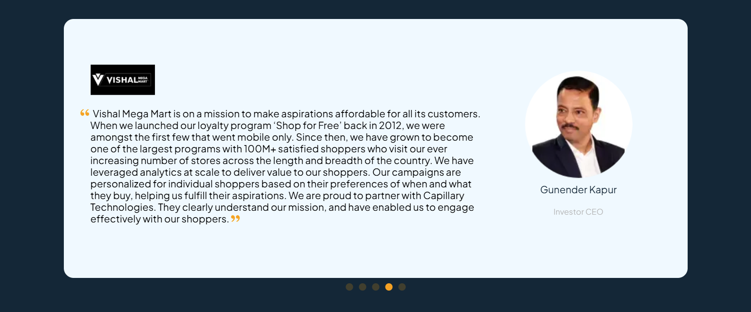 Testimonials Section @Capillary Technologies