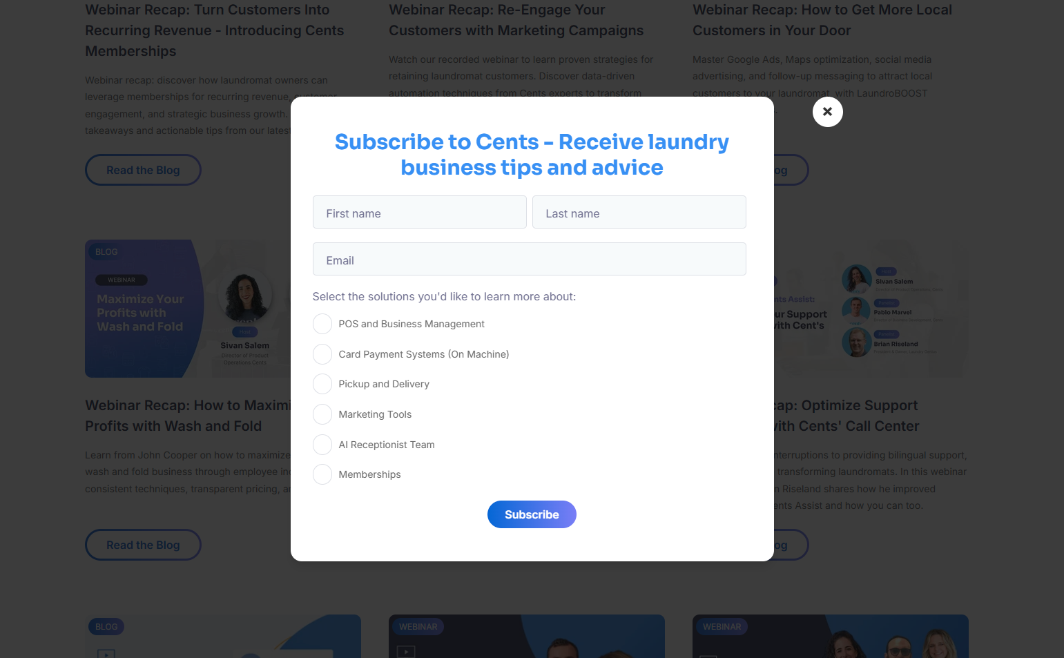 Newsletter Signup @Cents
