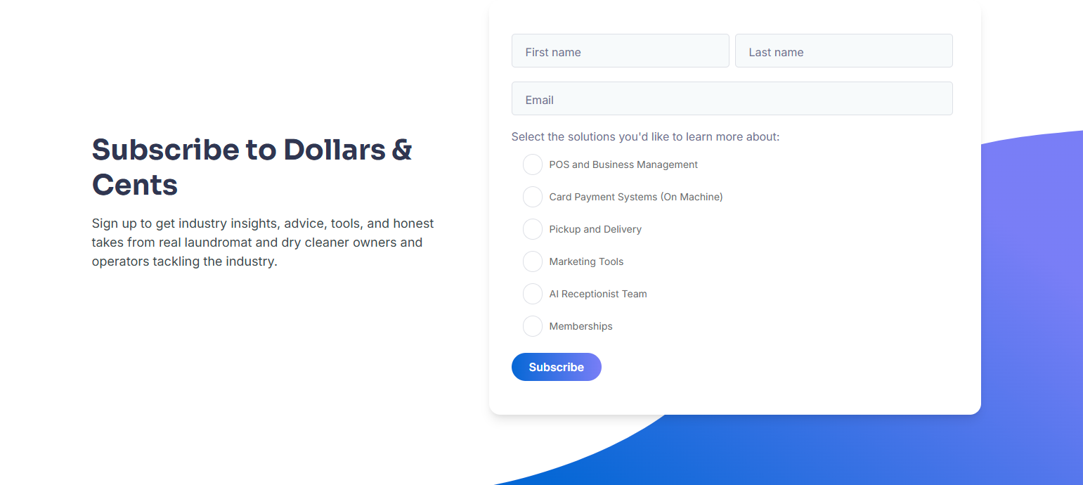 Newsletter Signup @Cents