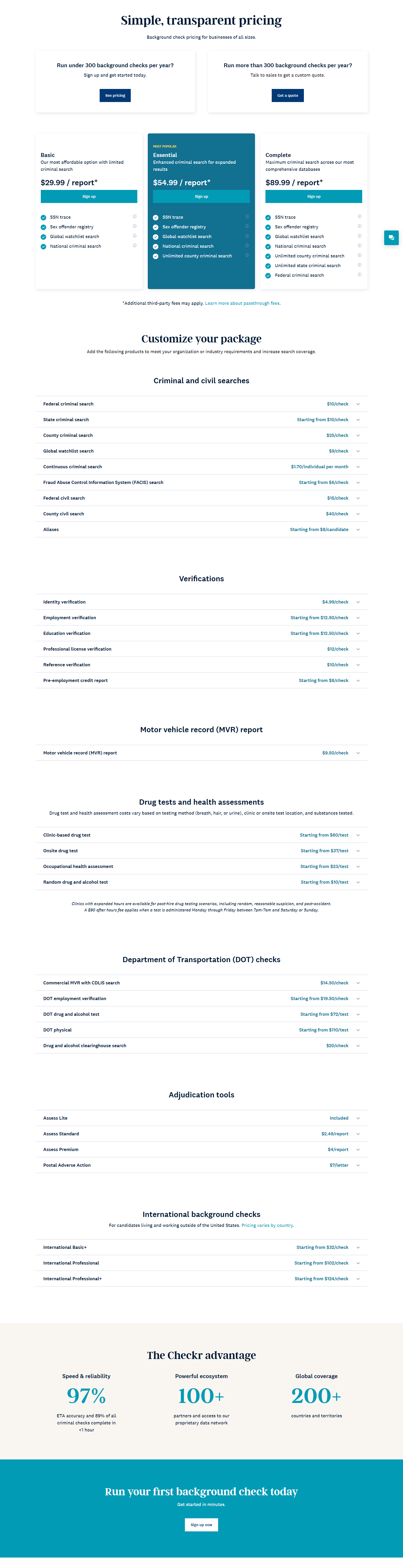 Pricing Page @Checkr
