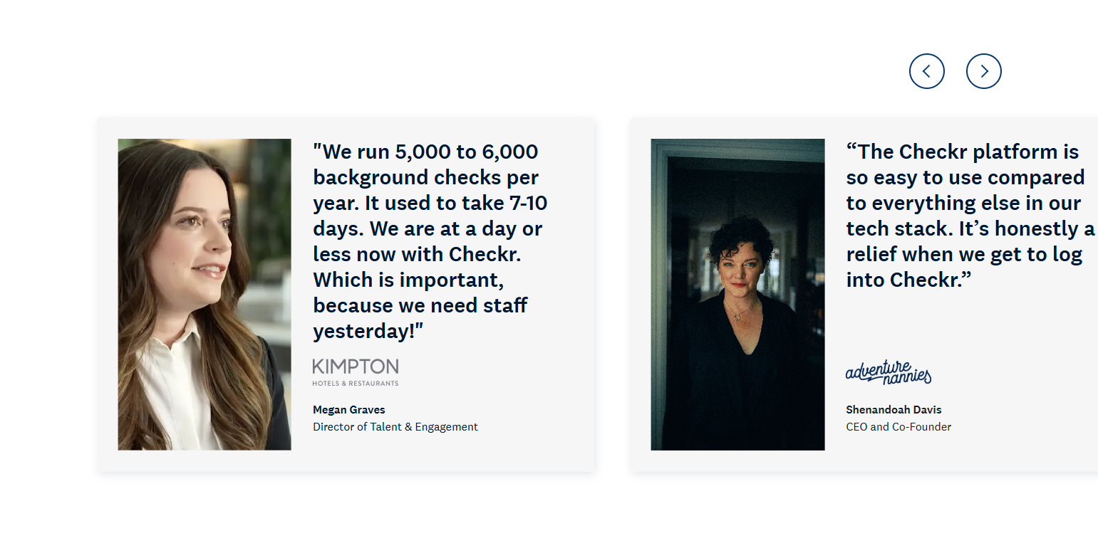 Testimonials Section @Checkr