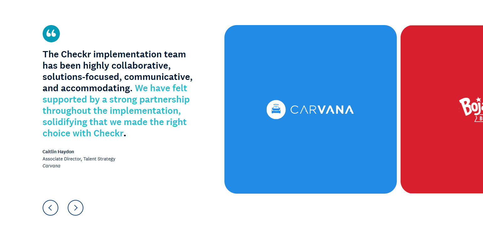 Testimonials Section @Checkr