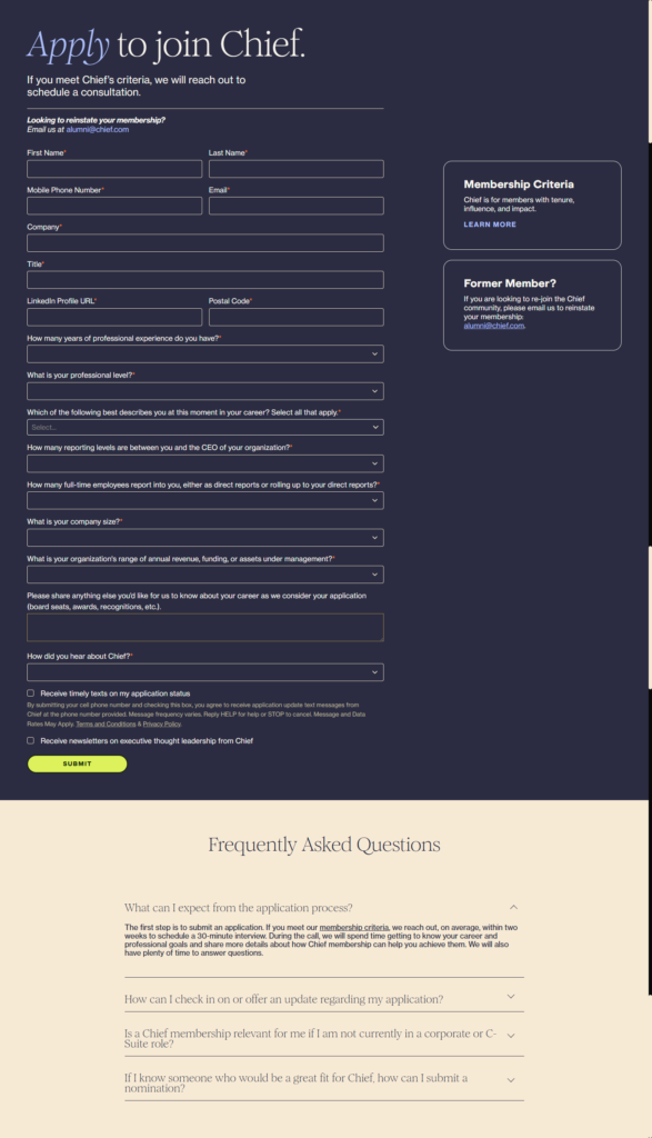 Contact Sales @Chief