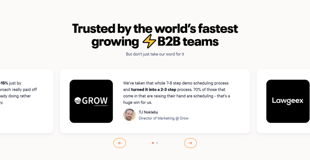 Testimonials Section @Chili Piper